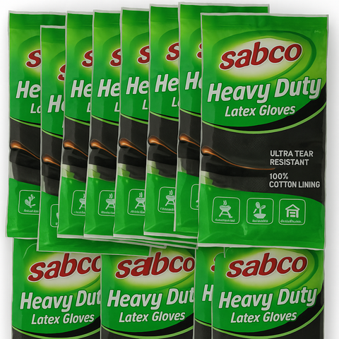12 Pairs Sabco Heavy Duty Latex Gloves w/ Cotton Lining - Large Size - SuperSaverAU - view 1