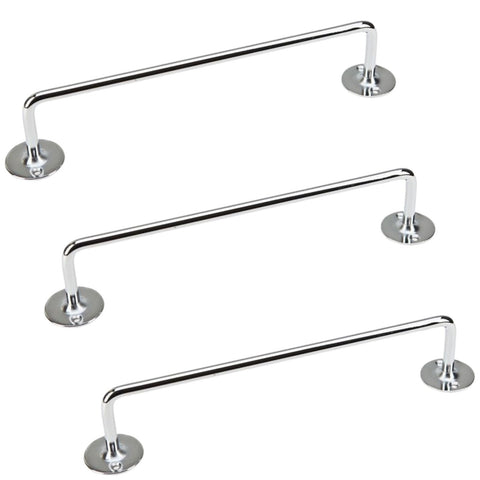 Premium Chrome Tea Towel Rails 460mm Stainless Steel - 3 Pack