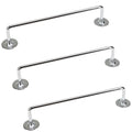 Premium Chrome Tea Towel Rails 460mm Stainless Steel - 3 Pack