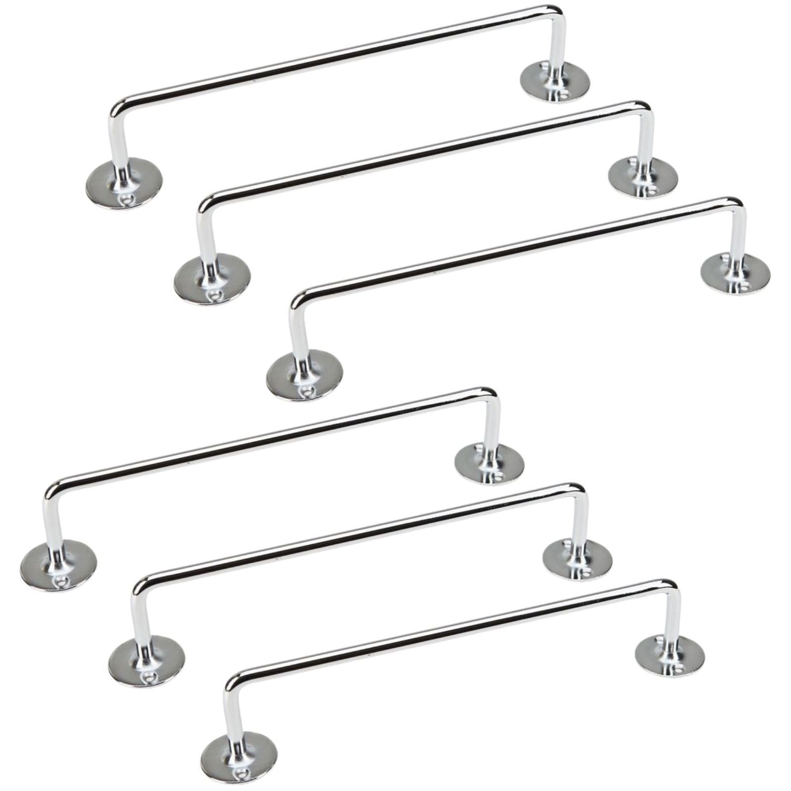 Premium Chrome Tea Towel Rails 460mm Stainless Steel - 6 Pack