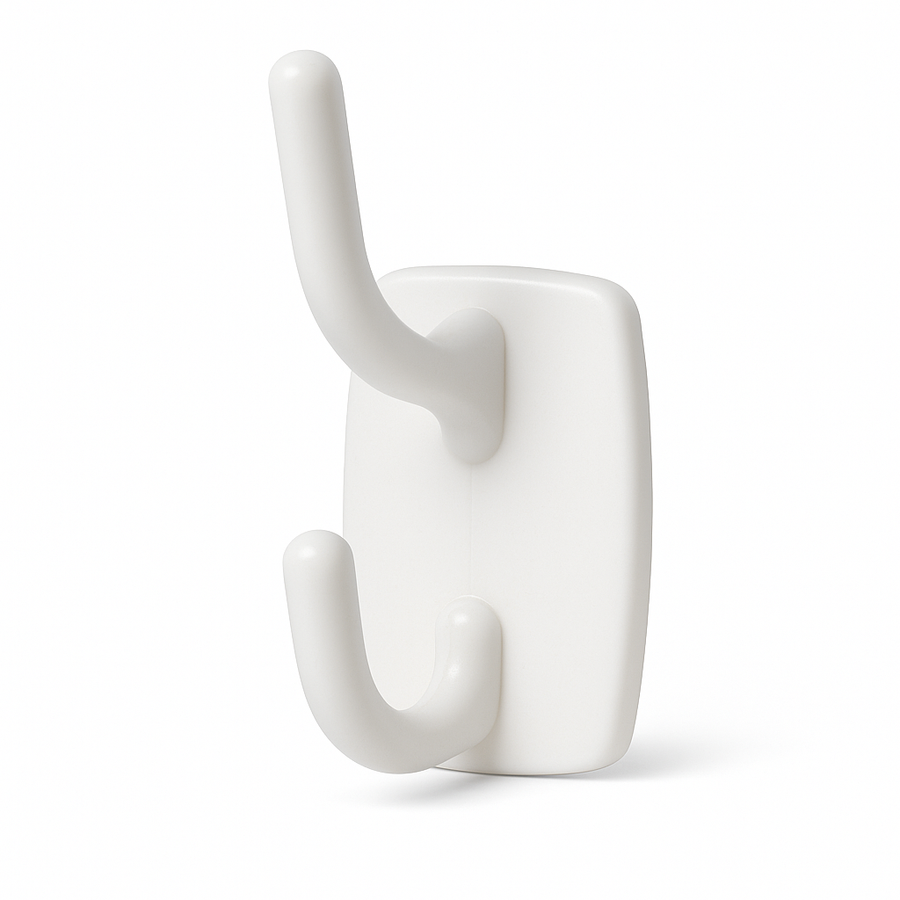 Premium Deco Self-Adhesive Double Hook – White