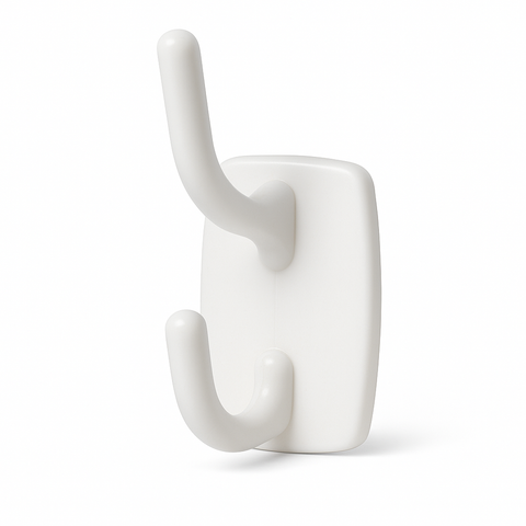 Premium Deco Self-Adhesive Double Hooks – White 6 Pack