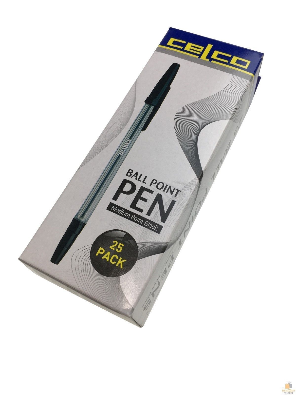 25pcs CELCO Black Ballpoint Pens Medium Point for School & Office Stationery - SuperSaverAU - view 1