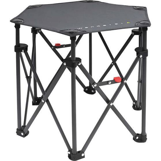 Wanderer Hex Small Quad Foldable Table 52x52x46cm - 30kg Capacity, Lightweight - SuperSaverAU - view 1