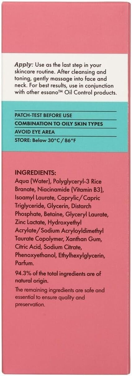 Essano Niacinamide Oil Control Face Moisturiser 75ml Matte Hydrating Skincare