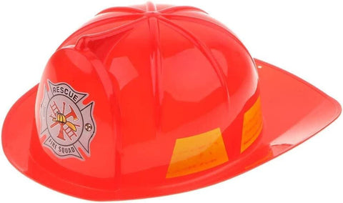KIDS FIREMAN HAT Firemans Helmet Costume Dress Up Party Red Plastic Halloween Cap - SuperSaverAU - view 1