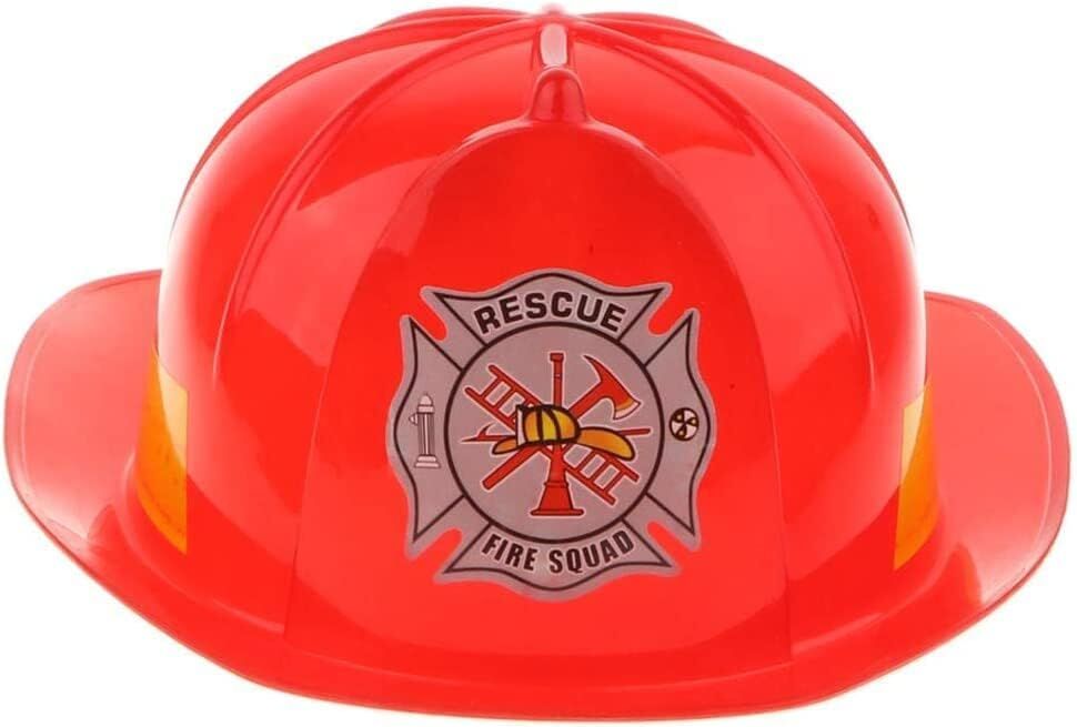 KIDS FIREMAN HAT Firemans Helmet Costume Dress Up Party Red Plastic Halloween Cap - SuperSaverAU - view 2
