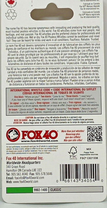 Fox 40 Classic Whistle - Green 3 Chamber Pealess Sports Referee