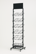 Premium Black 12 Tier Magazine Brochure Display Rack with Wheels