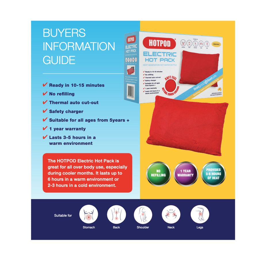 HOTPOD Electric Hot Pack Water Bottle Reheat-able Pillow Pad Sleep Aid - Safety Approved - SuperSaverAU - view 2