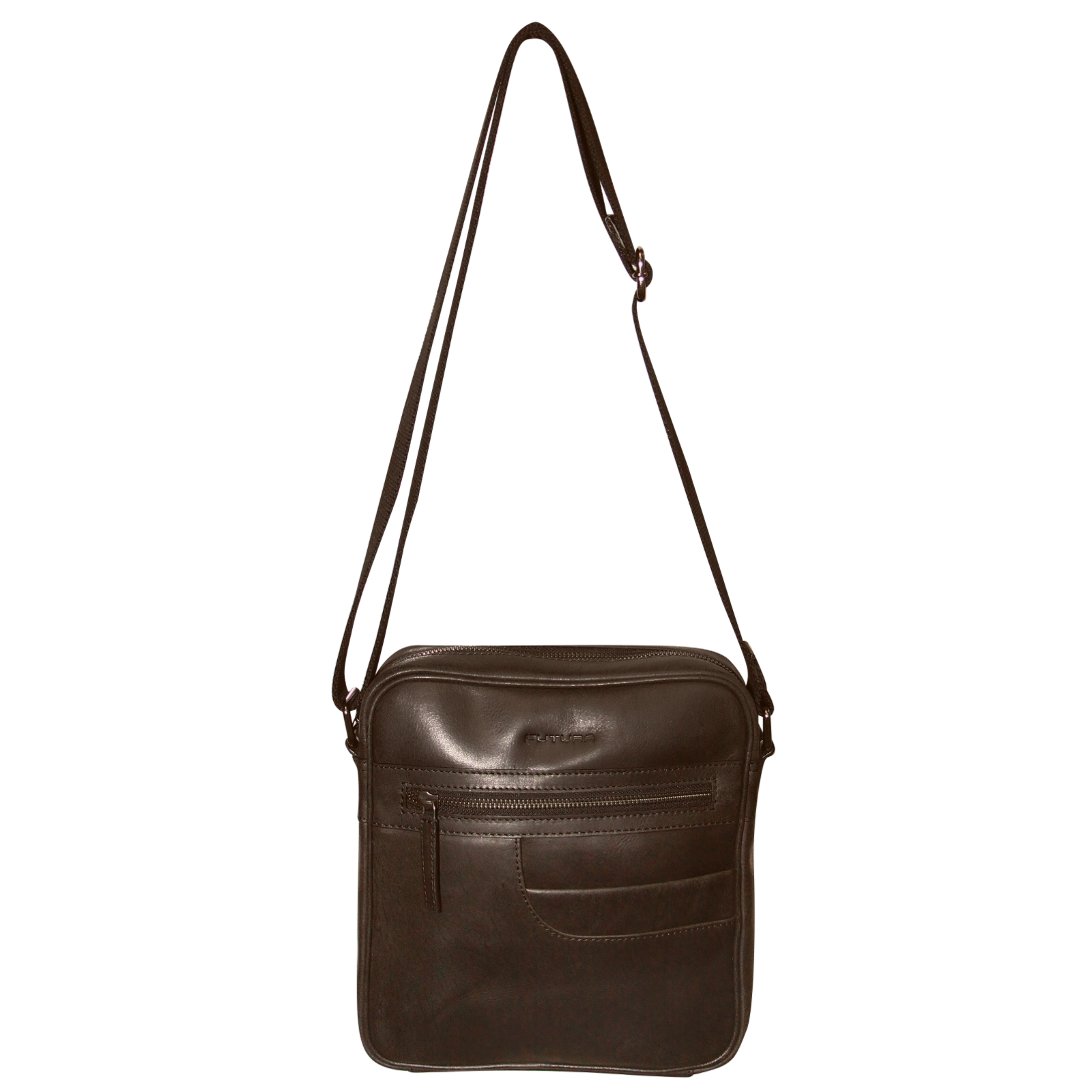 Futura Means Brown Leather Crossbody Bag with Adjustable Strap