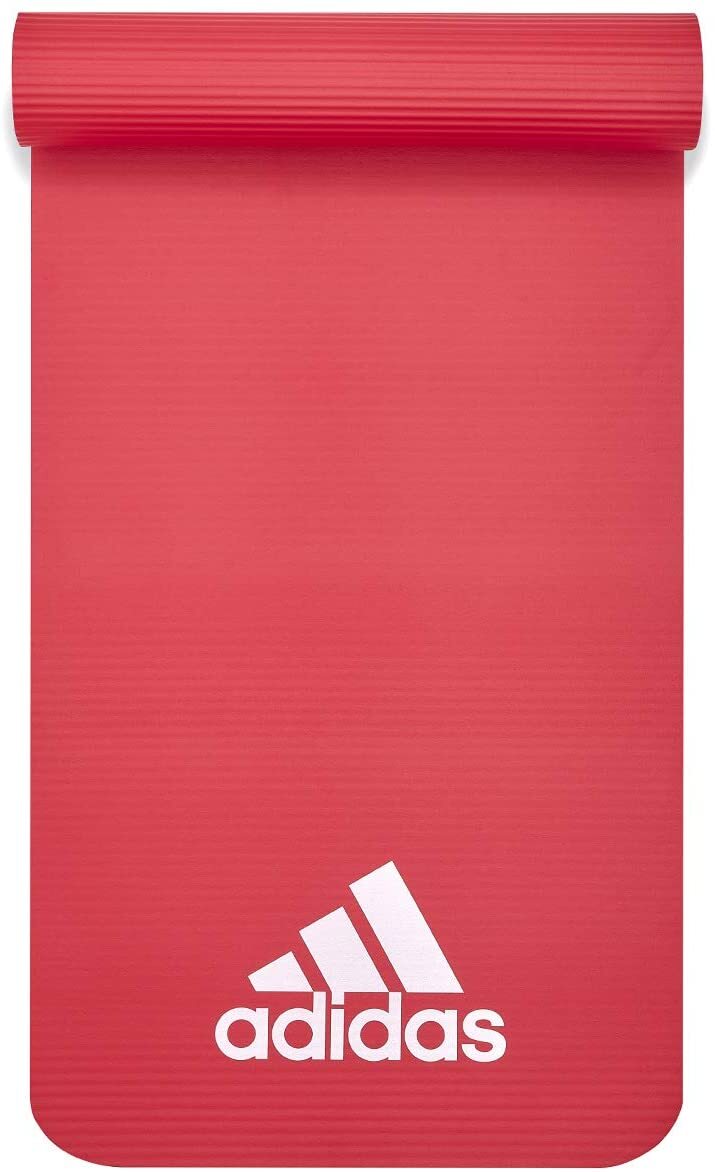 Adidas Fitness Mat with Ridged Non-Slip Base - Red, 7mm