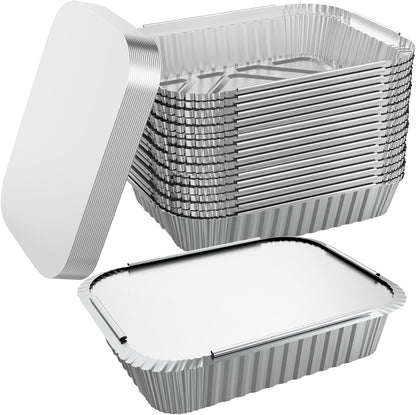 320x Aluminium Disposable Foil Food Container Trays Pans w/ Lids Covers Bulk 22x15x4.5cm