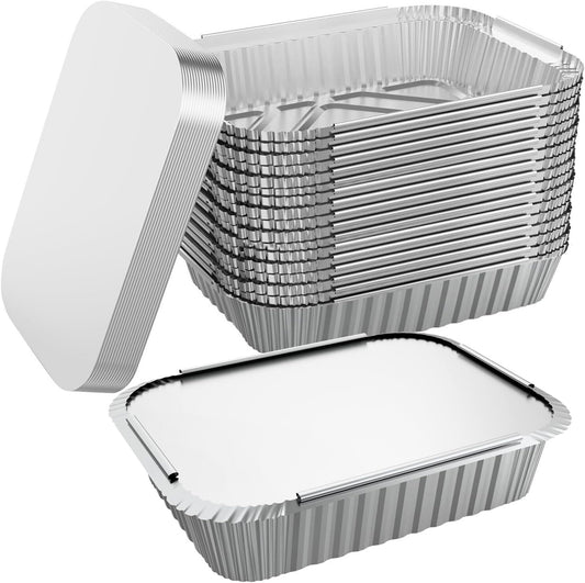 320x Aluminium Disposable Foil Food Container Trays Pans w/ Lids Covers Bulk 22x15x4.5cm