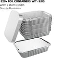 320x Aluminium Disposable Foil Food Container Trays Pans w/ Lids 22x15x4.5cm - SuperSaverAU - view 2