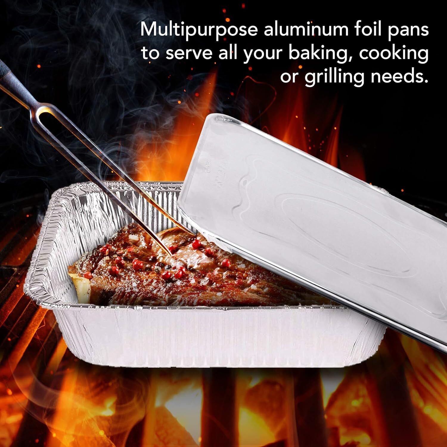 320x Aluminium Disposable Foil Food Container Trays Pans w/ Lids 22x15x4.5cm - SuperSaverAU - view 5