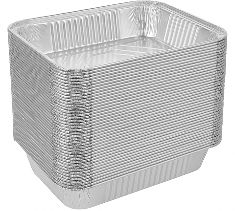 120x Aluminium Disposable Foil Trays 22x15.5x5cm - Oven & Freezer Safe, No Mess - SuperSaverAU - view 1