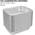 120x Aluminium Disposable Foil Trays 22x15.5x5cm - Oven & Freezer Safe, No Mess - SuperSaverAU - view 2
