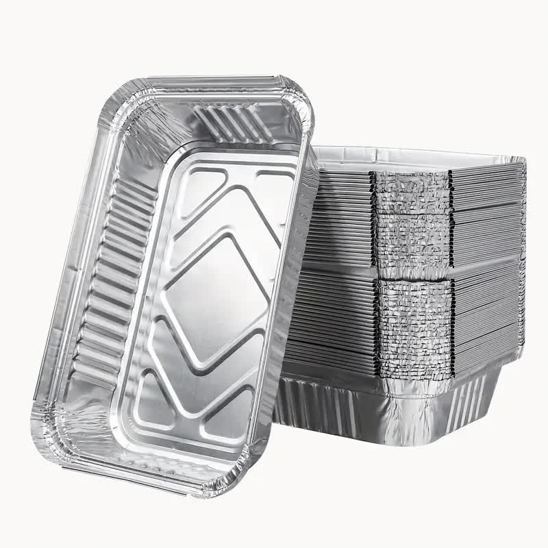 120x Aluminium Disposable Foil Food Container Trays Pans Baking Roast Bulk 22x15.5x5cm