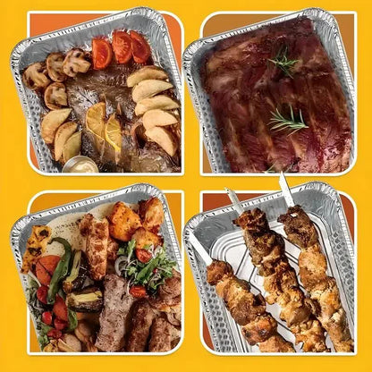 120x Aluminium Disposable Foil Food Container Trays Pans Baking Roast Bulk 22x15.5x5cm