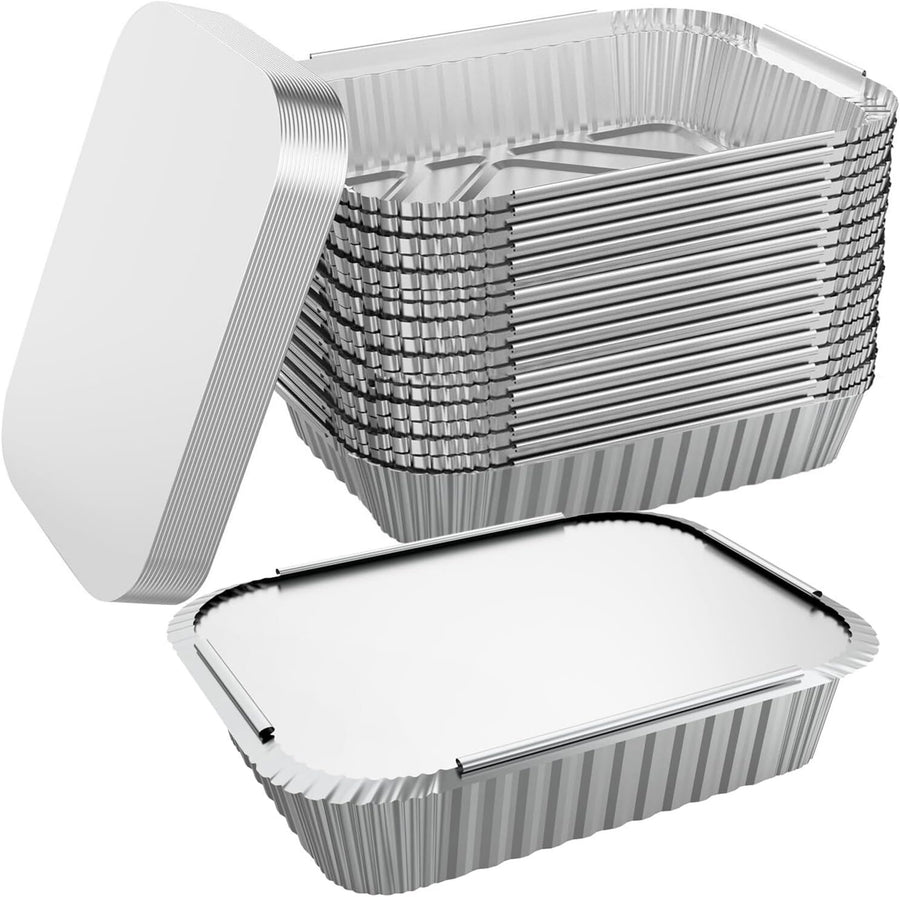 Premium Aluminium Foil Food Containers with Lids – 22 x 15 x 4.5cm, 144 Pack