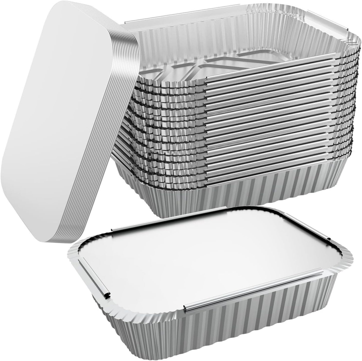 96x Aluminium Disposable Foil Food Container Trays Pans w/ Lids Covers Bulk 32cm*26cm*6.3cm