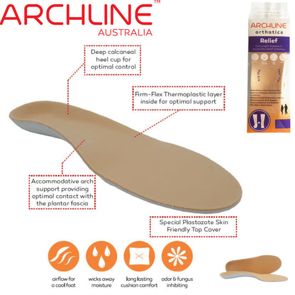 ARCHLINE Relief Orthotics Full Length Arch Support EUR 40 for Diabetics, Plantar Fasciitis