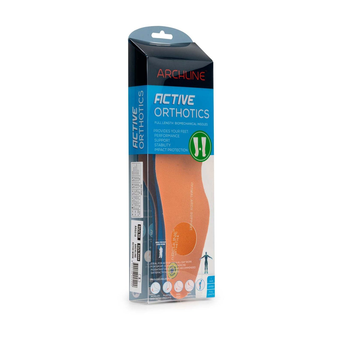 Archline Active Orthotics Full Length Arch Support Insoles - Pain Relief - L (EU 43-44)
