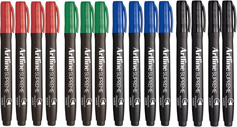 Artline Supreme Permanent Markers Assorted Colours - 15 Pack