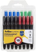 Artline Supreme Permanent Markers Assorted Colours - 15 Pack