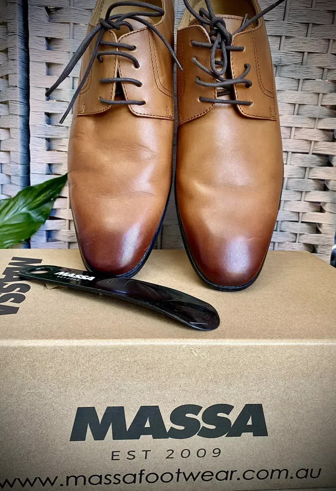 Massa Ascoli Leather Derby Dress Shoes - Tan - UK 10