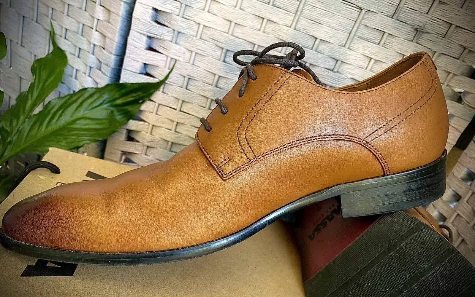 Massa Ascoli Leather Derby Dress Shoes - Tan - UK 10