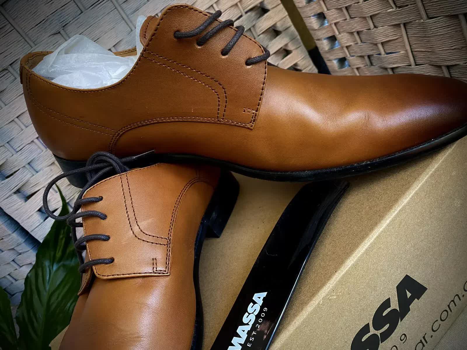 Massa Ascoli Leather Derby Dress Shoes - Tan - UK 11
