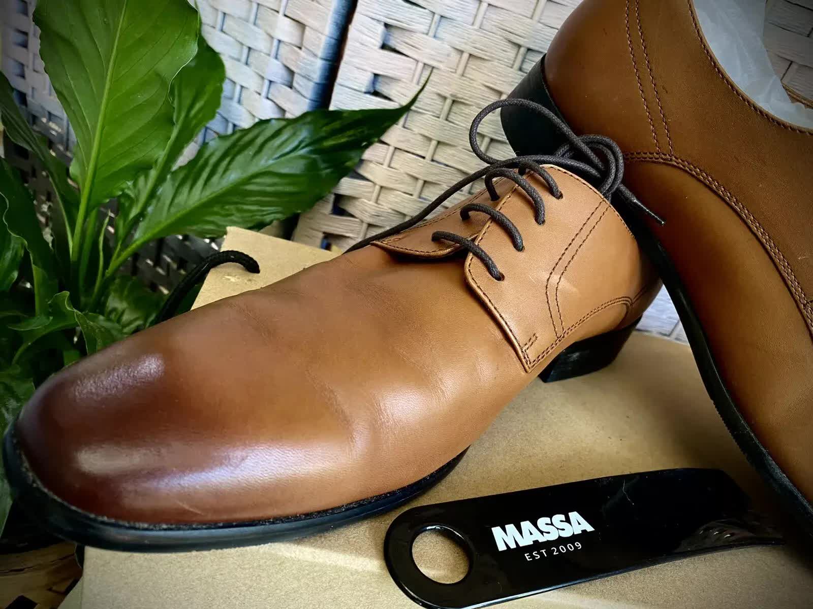 Massa Ascoli Leather Derby Dress Shoes - Tan - UK 11