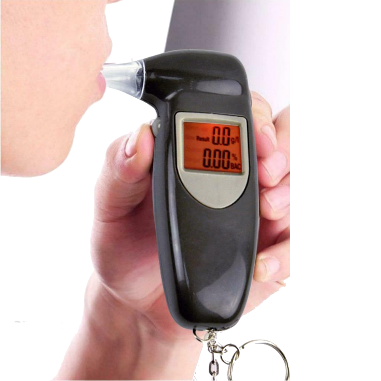 Premium Black Digital Breath Alcohol Tester Portable Breathalyser with 4 Attachments