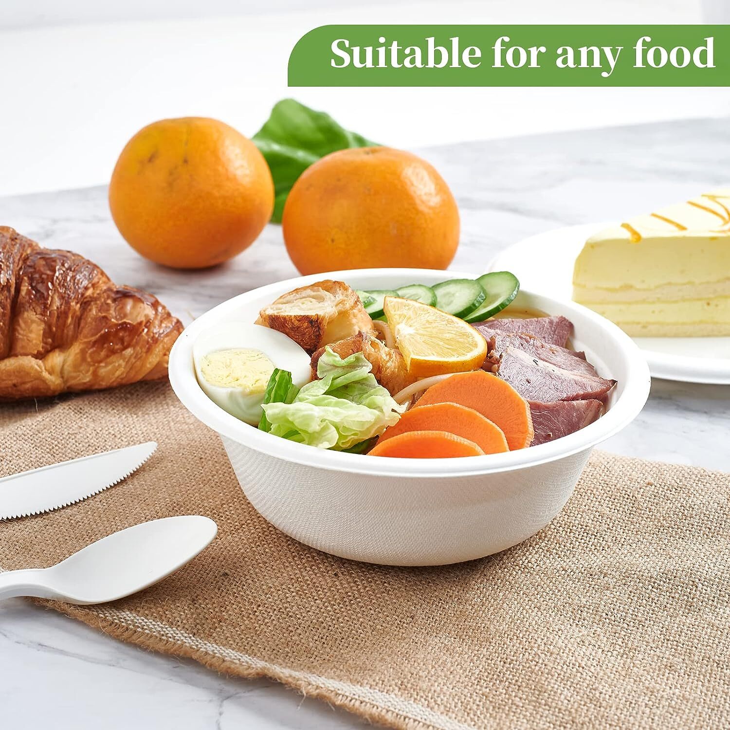 Premium Sugarcane Bagasse Round Bowls – 18cm 450ml, 600 Pack