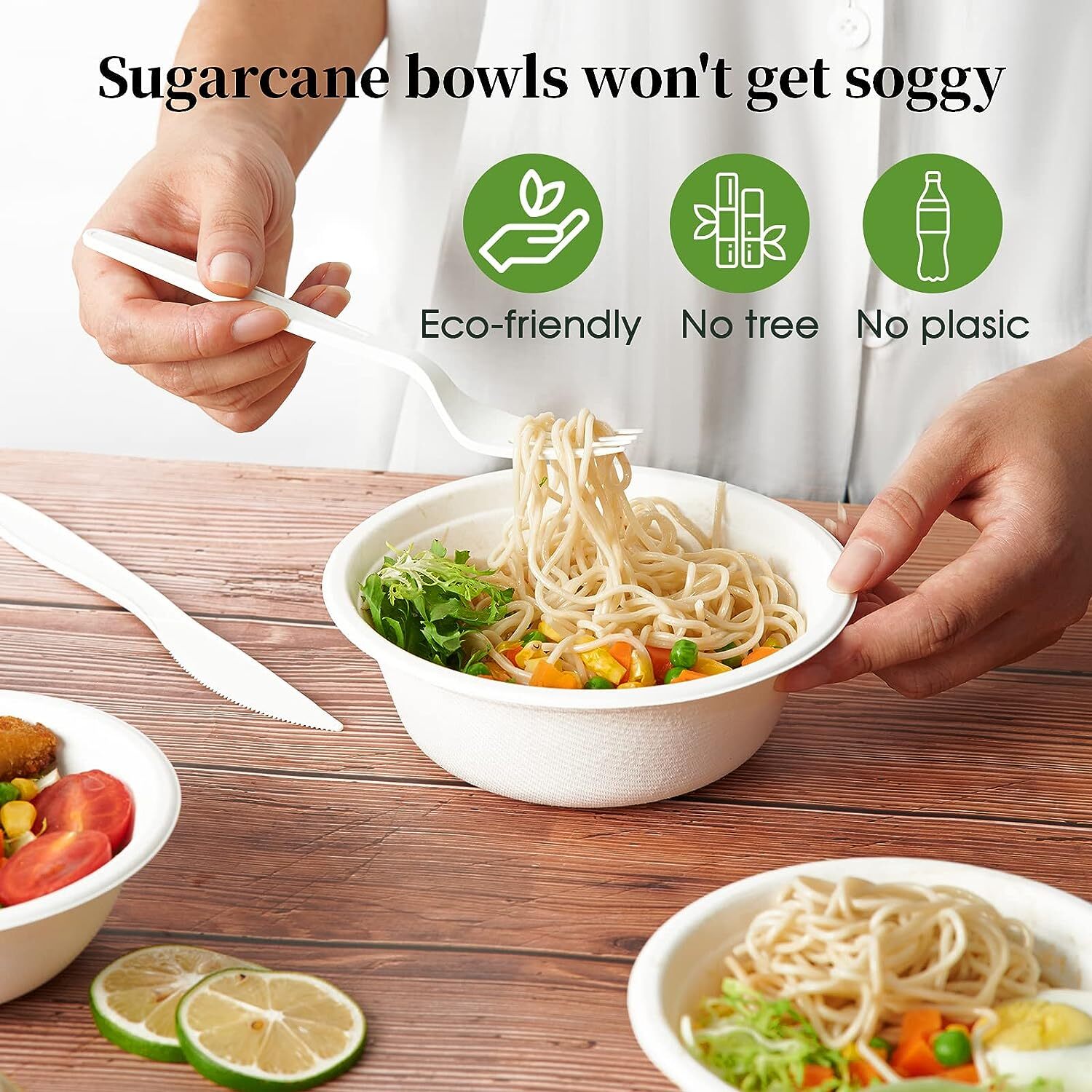 Premium Sugarcane Bagasse Round Bowls – 18cm 450ml, 600 Pack