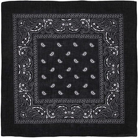 BANDANA Paisley 100% COTTON Head Wrap Durag Bandanna Summer Biker Scarf Mask - Black - SuperSaverAU - view 1