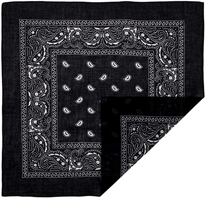 BANDANA Paisley 100% COTTON Head Wrap Durag Bandanna Summer Biker Scarf Mask - Black - SuperSaverAU - view 3