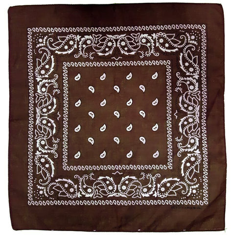 Premium Paisley Cotton Bandana - Brown, 54 x 54cm