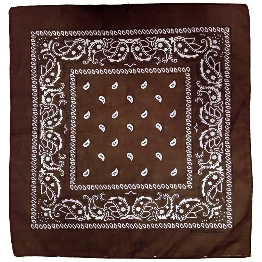 Premium Paisley Cotton Bandana - Brown, 54 x 54cm