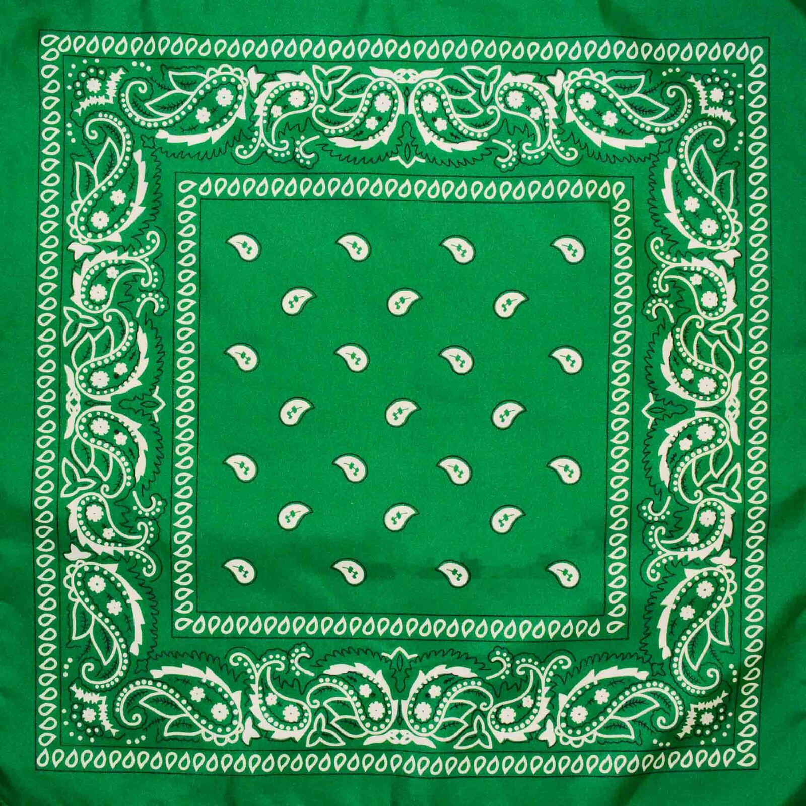 Premium Paisley Cotton Bandana - Dark Green, 54 x 54cm