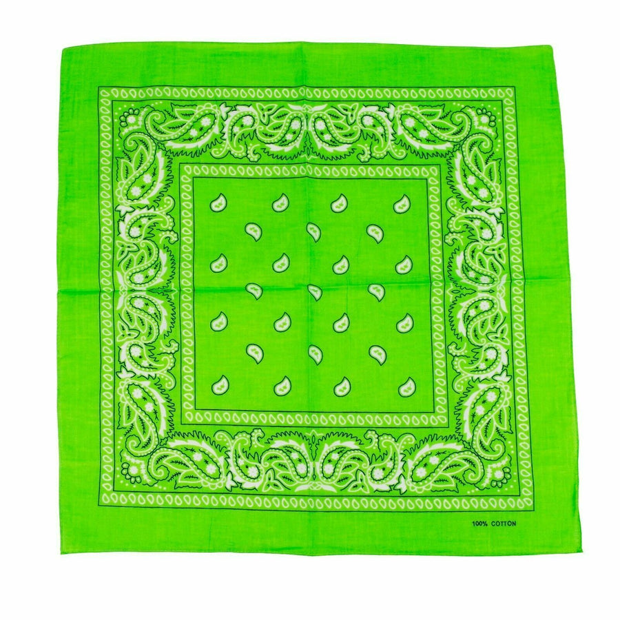 Premium Paisley Cotton Bandana - Light Green, 54 x 54cm