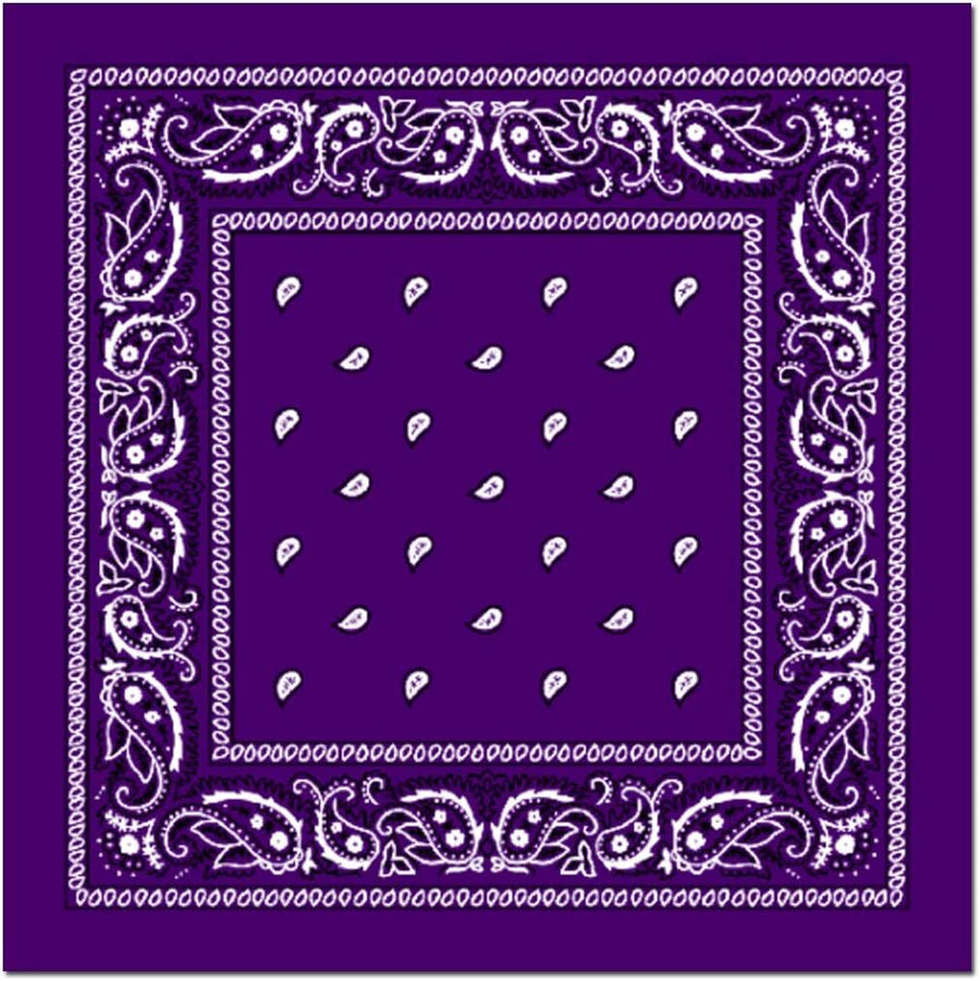 Premium Paisley Cotton Bandana - Purple, 54 x 54cm