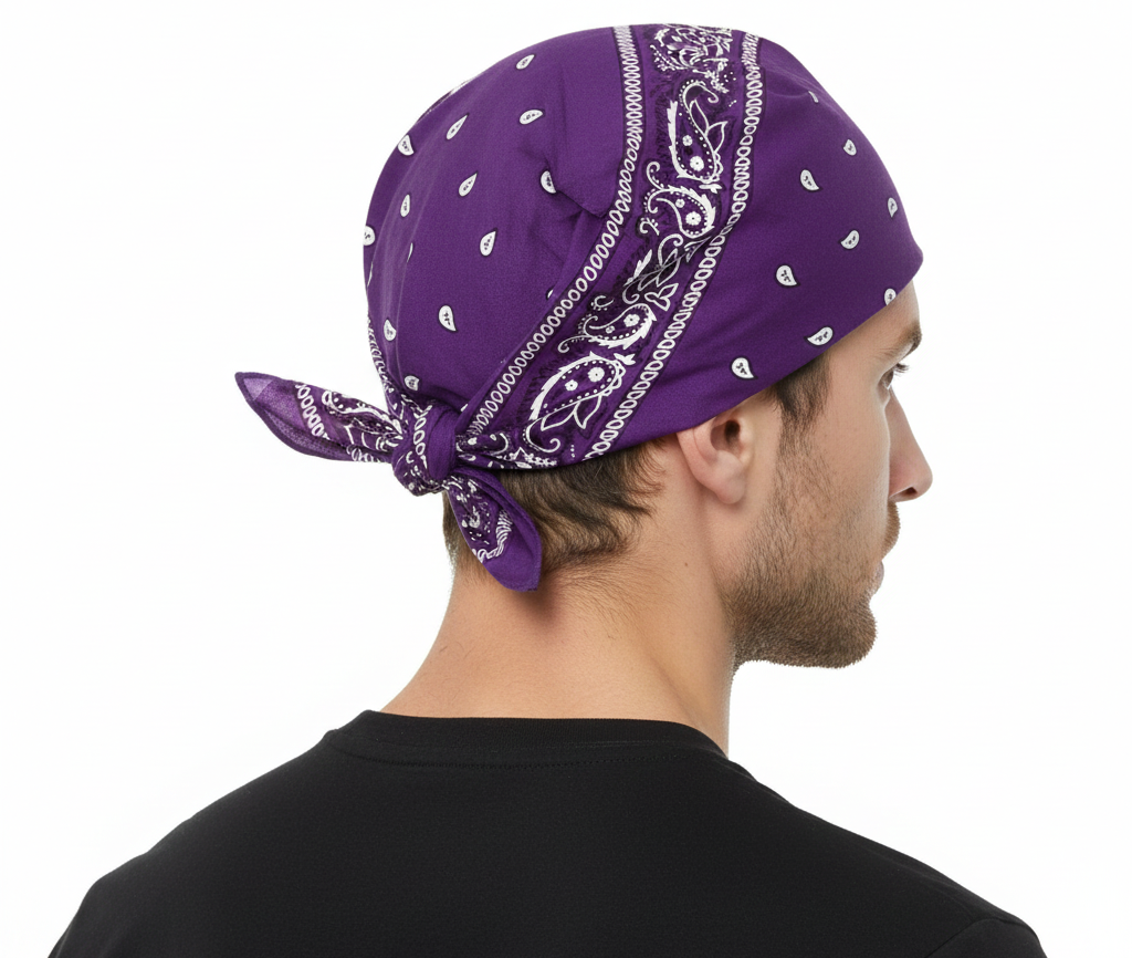 Premium Paisley Cotton Bandana - Purple, 54 x 54cm
