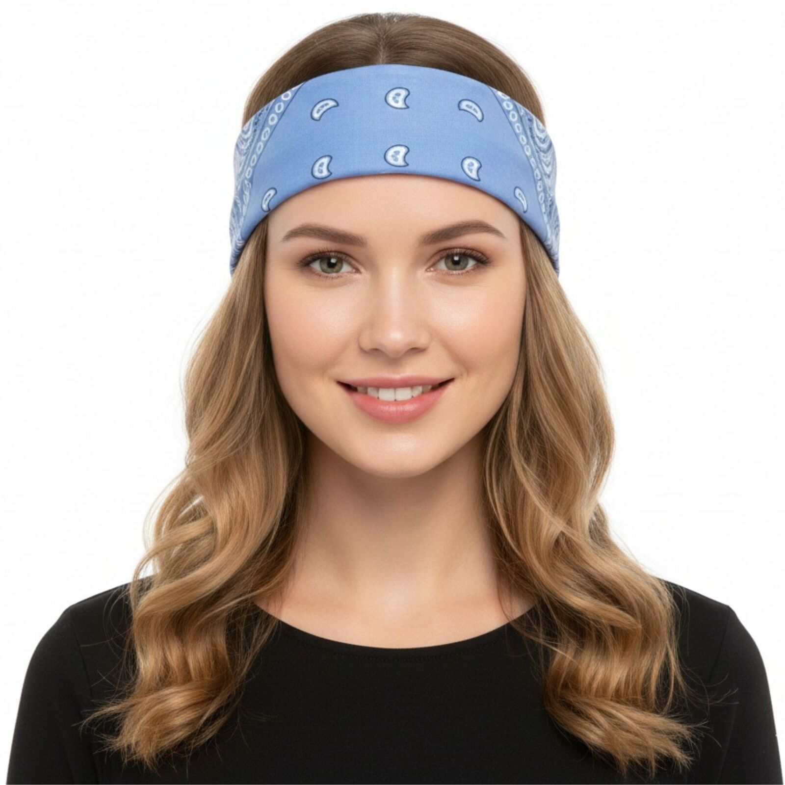 Premium Paisley Cotton Bandana - Sky Blue, 54 x 54cm