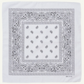 Premium Paisley Cotton Bandana - White, 54 x 54cm