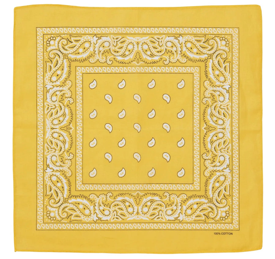 Premium Paisley Cotton Bandana - Yellow, 54 x 54cm