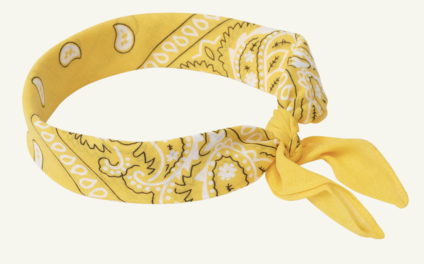 Premium Paisley Cotton Bandana - Yellow, 54 x 54cm