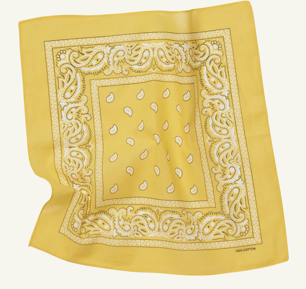 Premium Paisley Cotton Bandana - Yellow, 54 x 54cm
